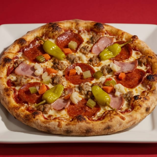 Spicy Meat Trio Pizza.